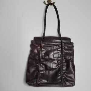 Falor Le Borse Leather Shoulder Bag Purse Handbag Brown Vintage